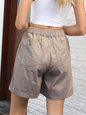 Pantaloncini di jeans elasticizzati utility lavati