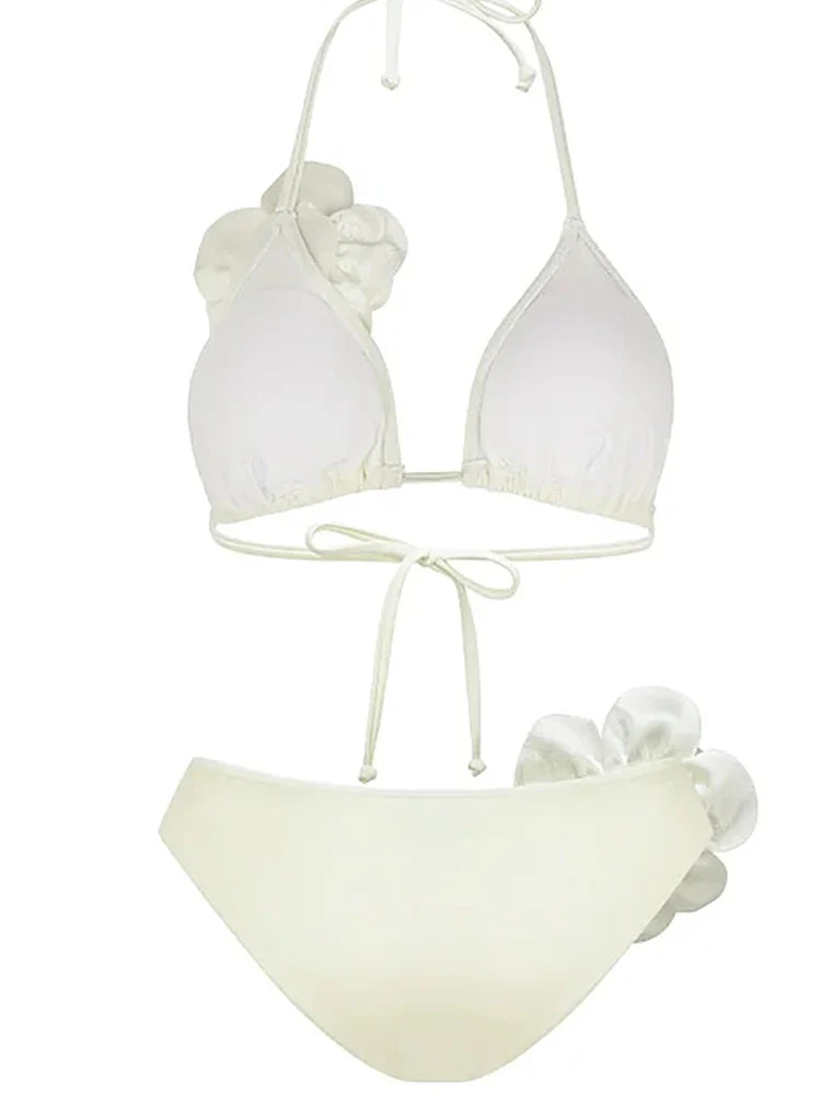 Halter 3D Floral Sexy Bikini Set