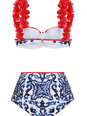 Reversible Contrast Bikini with Appliqué