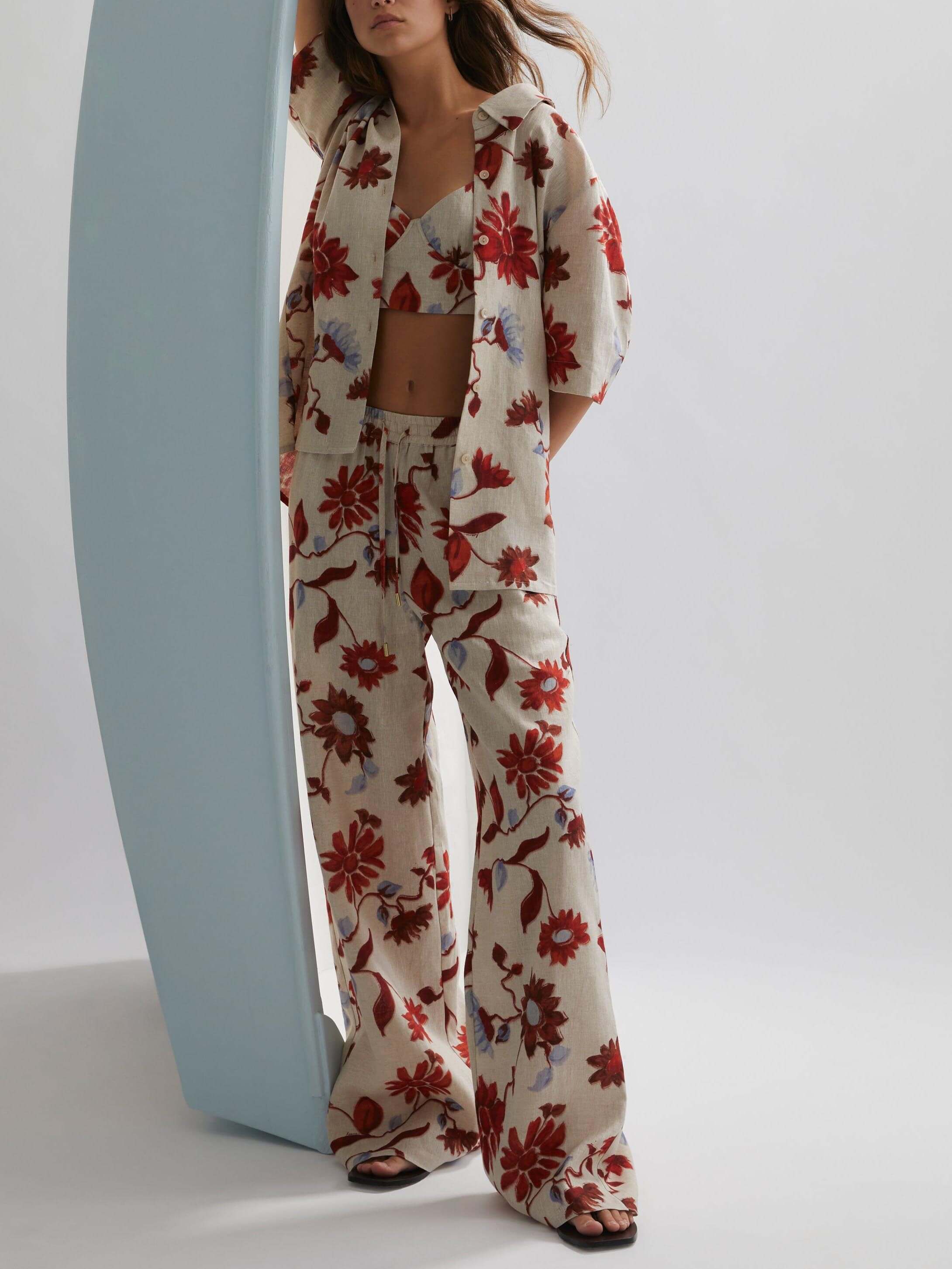 Chemise ample à imprimé floral et col à revers exquis