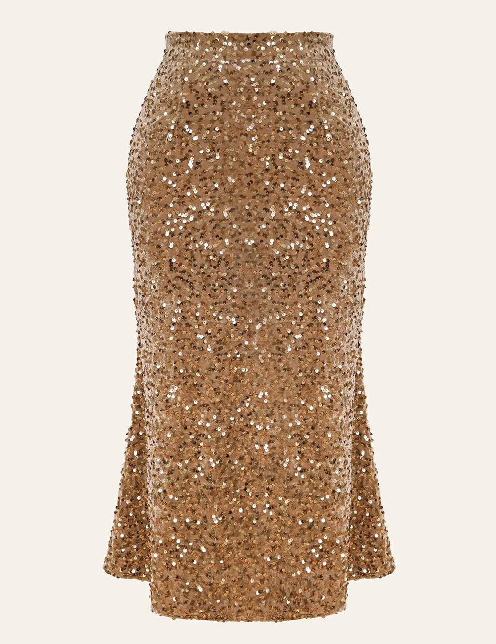 Sequin Decorated Velvet Skirt