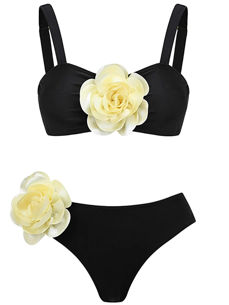 Halter 3D Floral Sexy Bikini Set