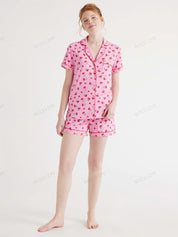 Casual Floral Print Loungewear Shirt & Shorts Cardigan Set