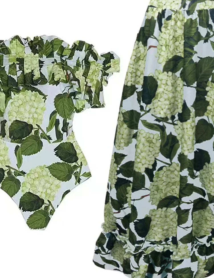 Ruffle Hydrangea Bandeau Bikini Set – Floral Sweet Style