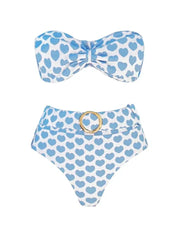 Heart Print Fresh Shorts Bikini Set