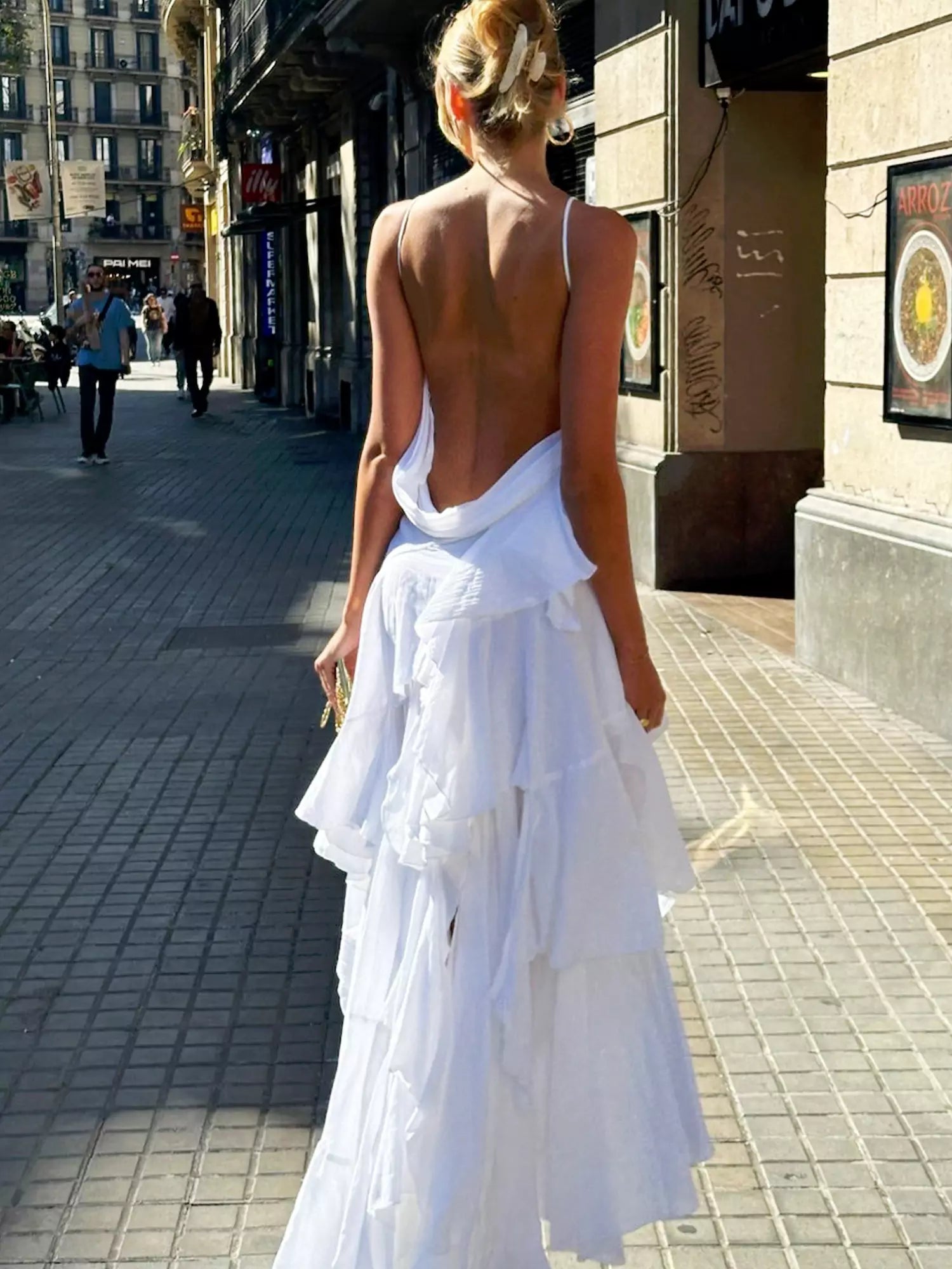 Vestido Cascata Etérea - Anjo Branco (100% Algodão)