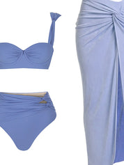 Morandi Blue High-Waist Bikini Set