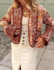 Veste à épaules tombantes et imprimé patchwork floral
