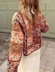 Veste à épaules tombantes et imprimé patchwork floral