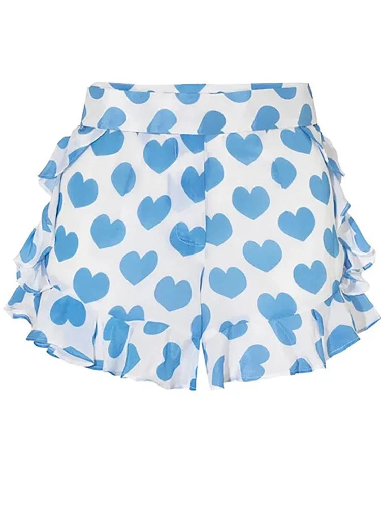 Printed One-Piece Shorts Swimsuit Set