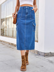 Gonna utility in denim lavato