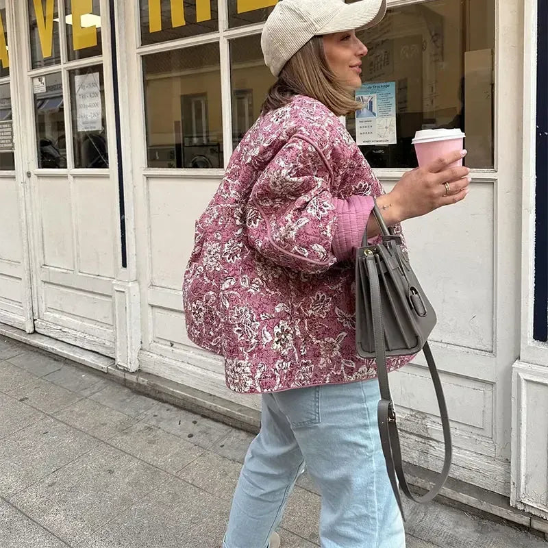 Seaicéad Cniotáilte Stíl Cló Bláthanna Retro Sráide