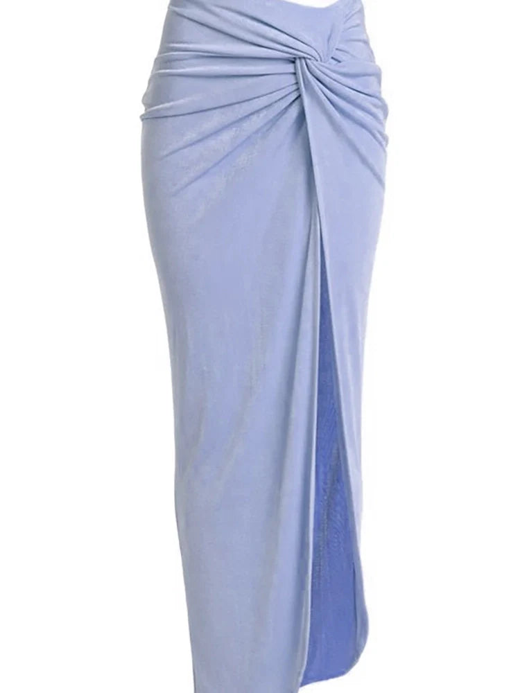 Morandi Blue High-Waist Bikini Set