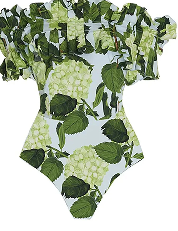 Ruffle Hydrangea Bandeau Bikini Set – Floral Sweet Style