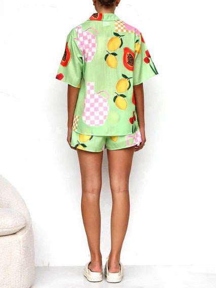 Ensemble cardigan et short imprimés décontractés