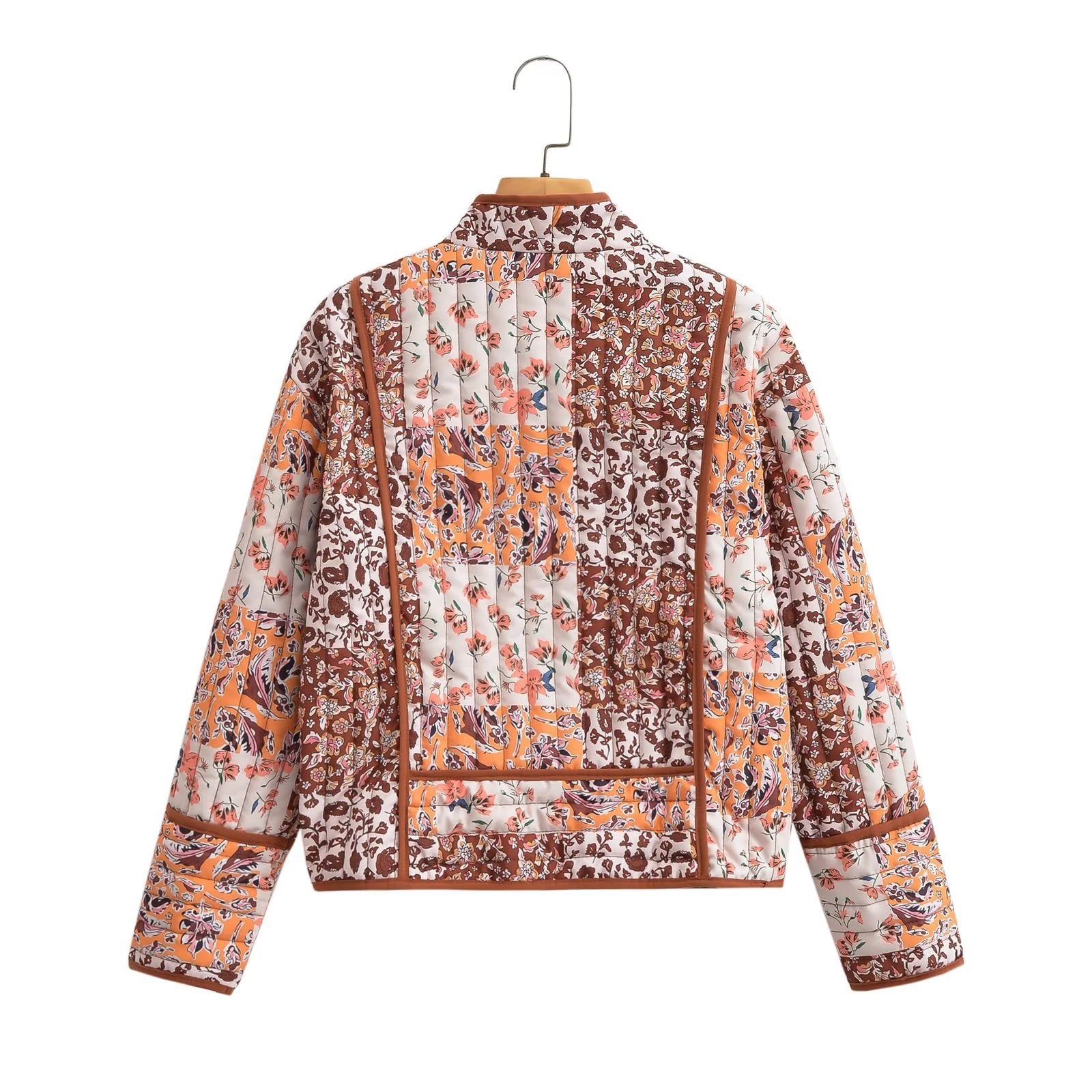 Veste à épaules tombantes et imprimé patchwork floral