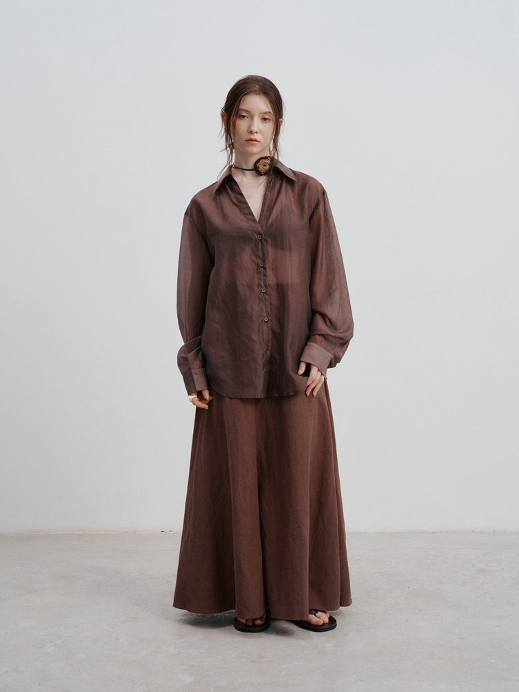 Chemise légère à manches longues avec protection solaire