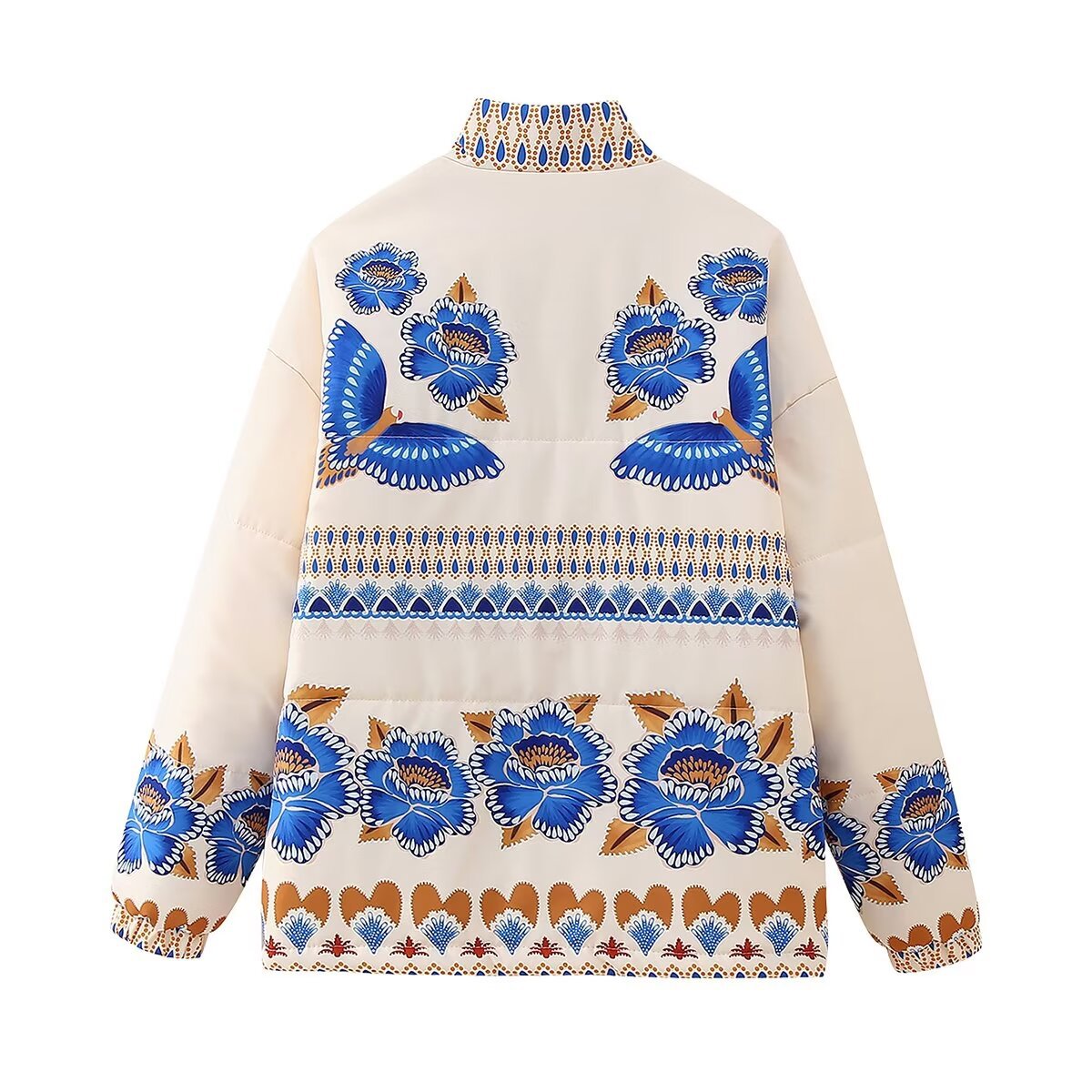 Veste à épaules tombantes et imprimé floral bleu