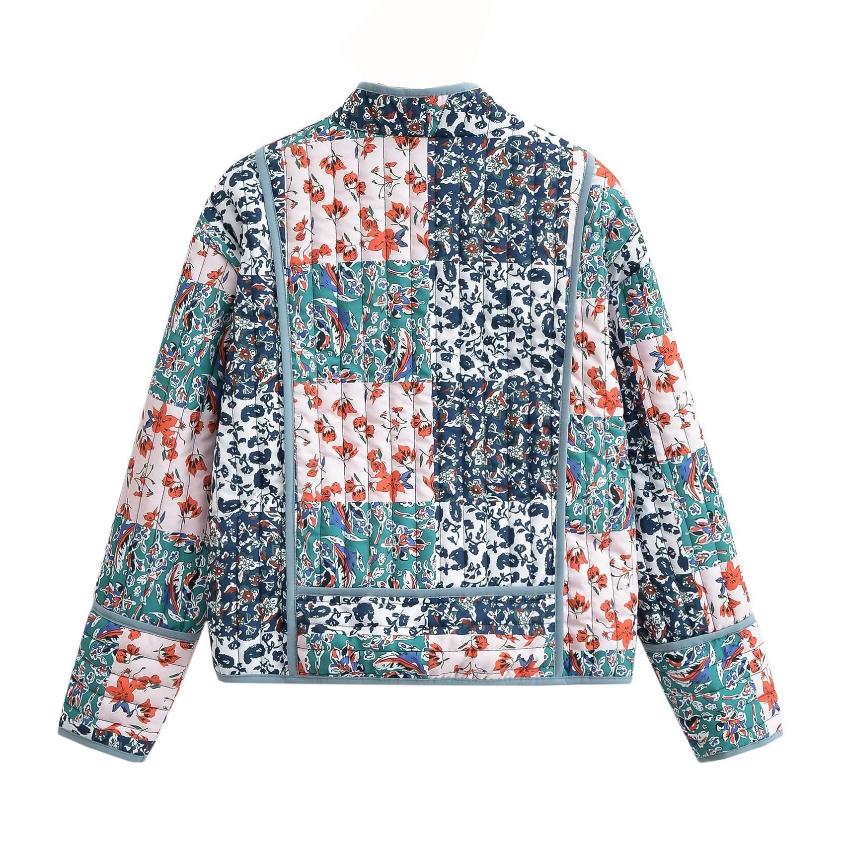 Veste à épaules tombantes et imprimé patchwork floral