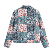 Veste à épaules tombantes et imprimé patchwork floral