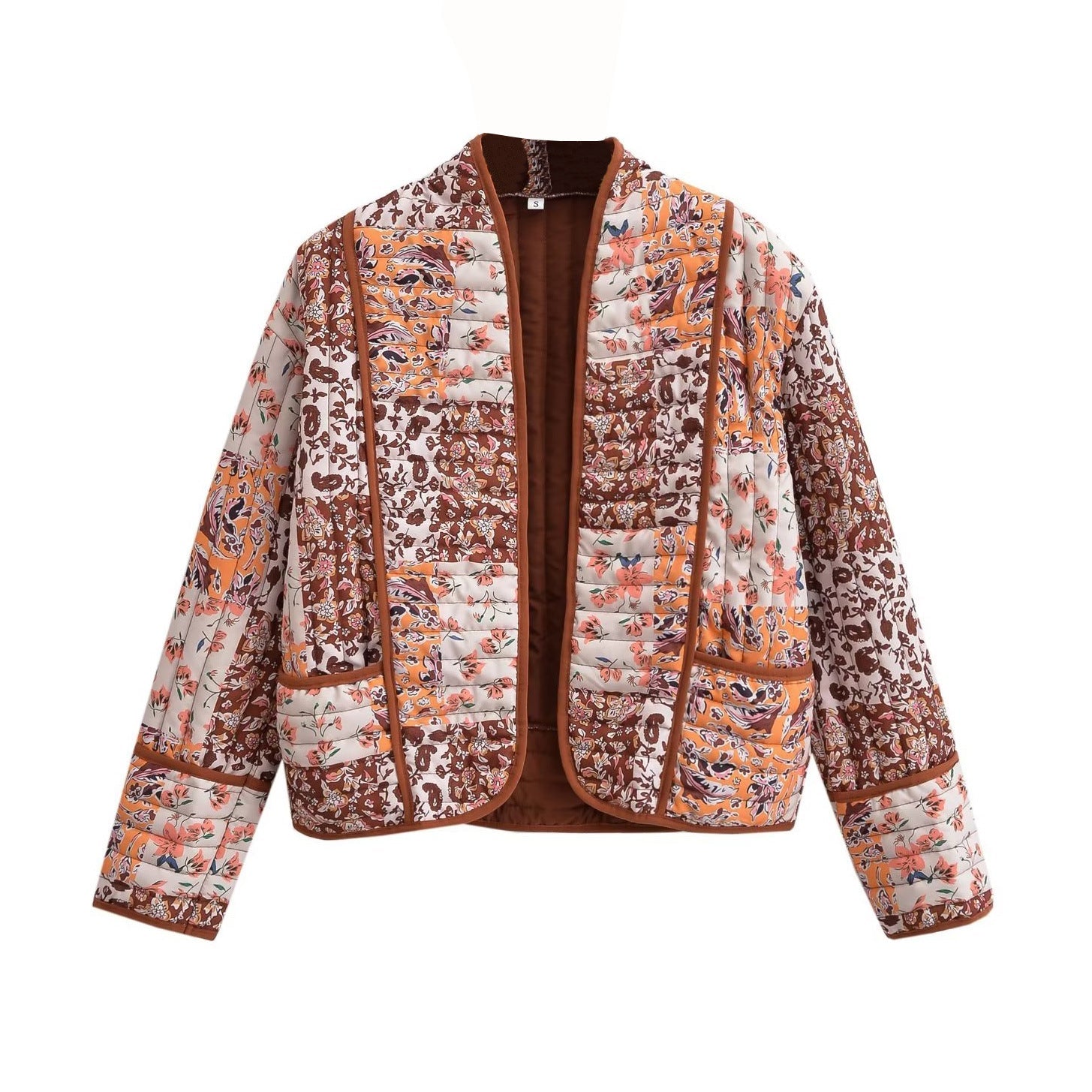 Veste à épaules tombantes et imprimé patchwork floral