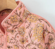 Veste patchwork à col montant et imprimé floral