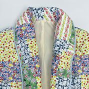 Veste imprimée patchwork à motifs floraux jaune-vert