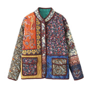 Casaco Acolchoado Multicolor com Estampa de Padrão Étnico