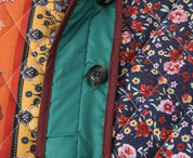 Casaco Acolchoado Multicolor com Estampa de Padrão Étnico
