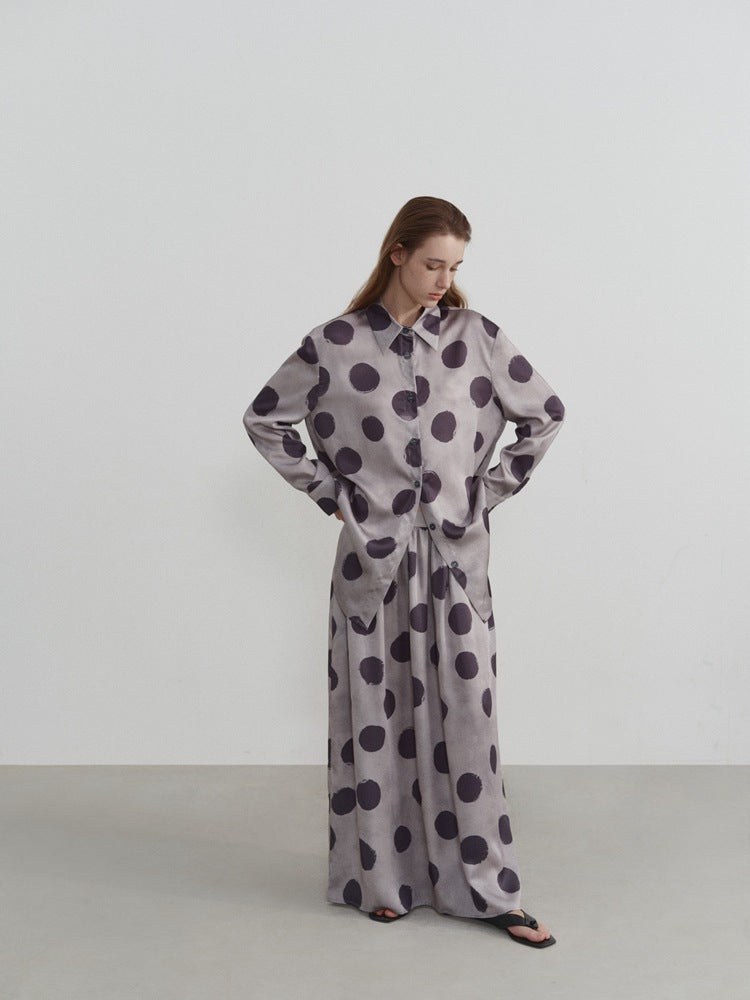 Chemise à manches longues à pois