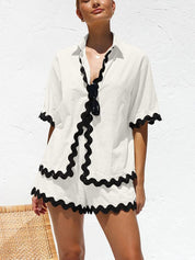 Ensemble simple de cardigan à coutures ondulées