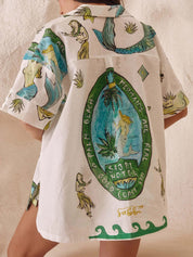 Ensemble deux pièces short ample imprimé sirène pour les fêtes