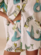 Ensemble deux pièces short ample imprimé sirène pour les fêtes