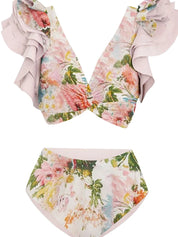 Ruffled Appliqué Sexy Bikini Set