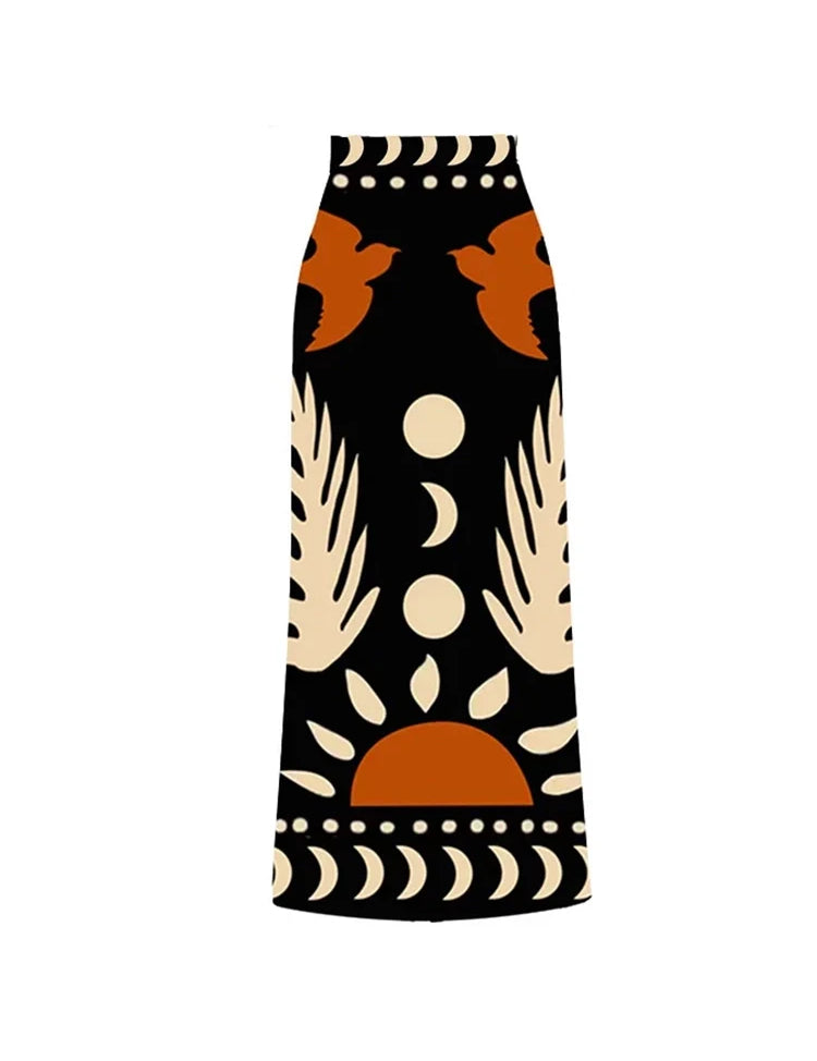 Graphic Print High-Waist Swimsuit