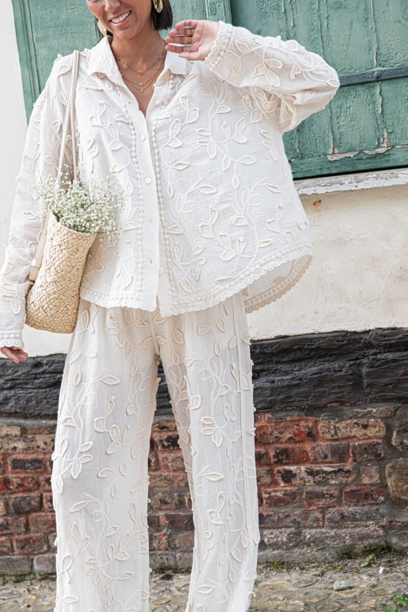 Ensemble deux pièces décontracté en jacquard de style resort unique