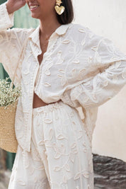Ensemble deux pièces décontracté en jacquard de style resort unique