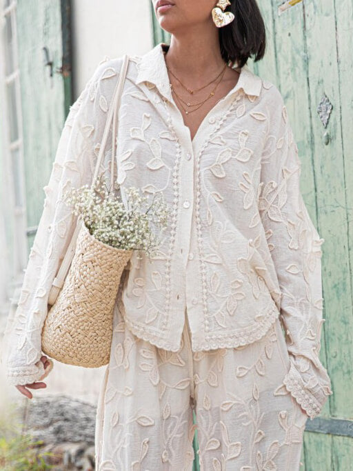 Ensemble deux pièces décontracté en jacquard de style resort unique