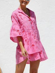 Vestido Curto Solto de Estilo Étnico