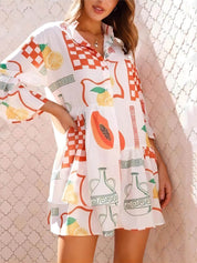 Vestido Curto Solto de Estilo Étnico