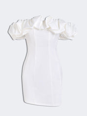 Satin Ruffled Strapless Mini Dress