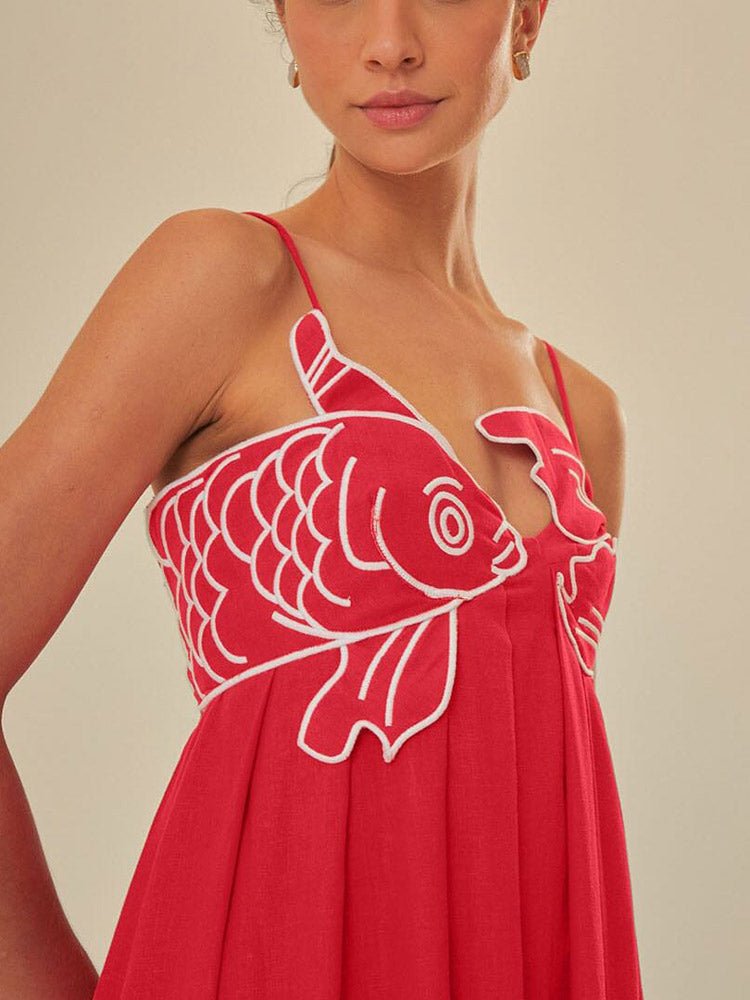 Vestido Maxi Fish Top em Mistura de Linho